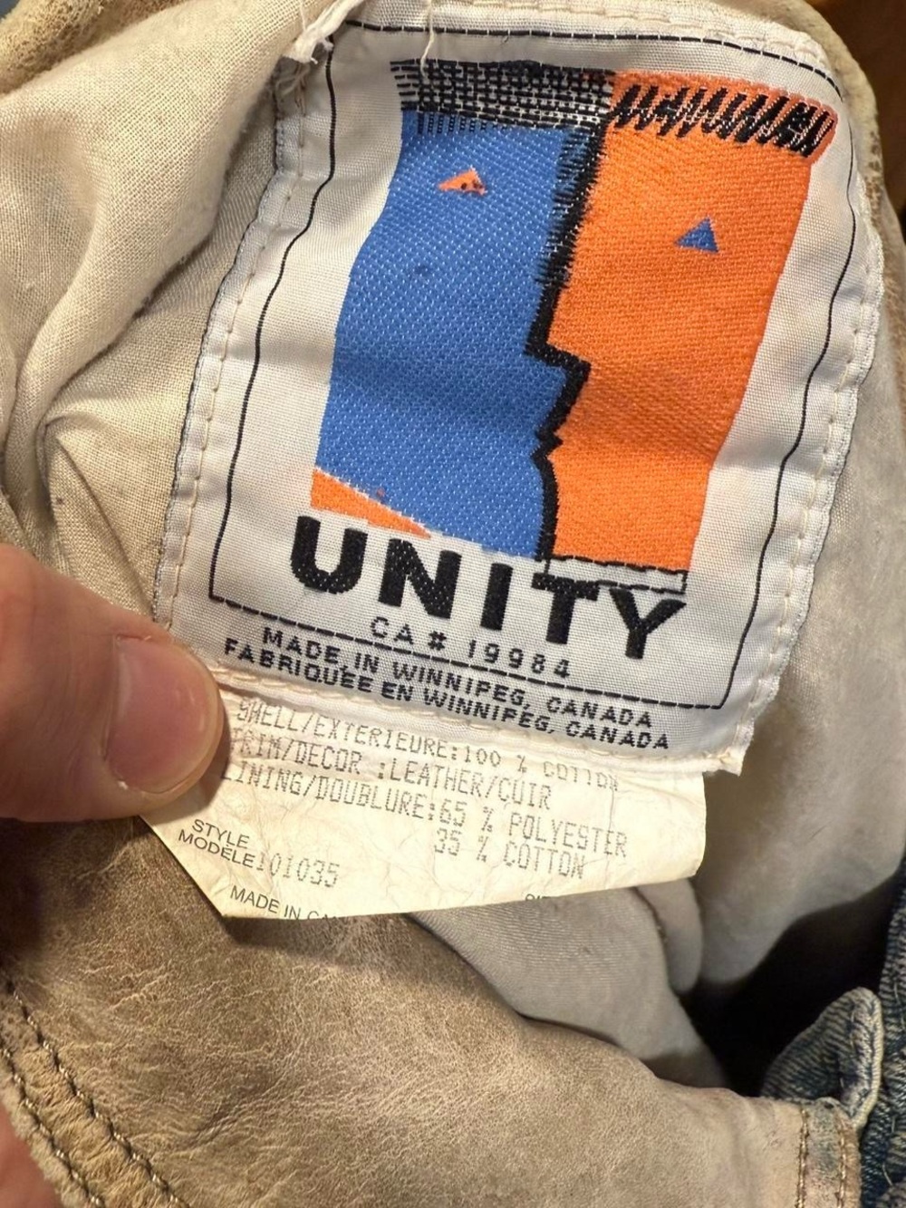 Vintage Unity Two Toned Denim Marty McFly Bomber 90s Jacket Made in Canada - Picture 3 of 3